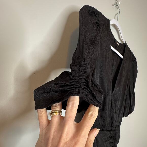 AFRM Nile Black Snake Jacquard Ruched Maxi Dress Women Size XS - Picture 5 of 11